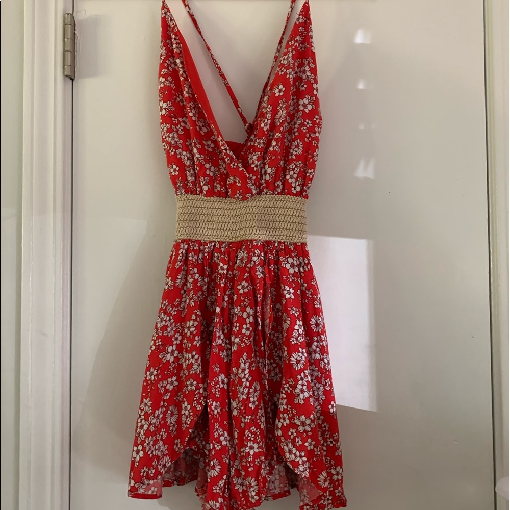 Stunning red and white romper